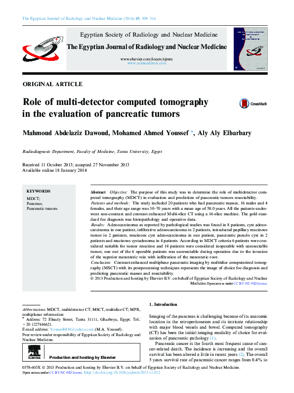 (PDF) Role of multi-detector computed tomography in the evaluation of ...