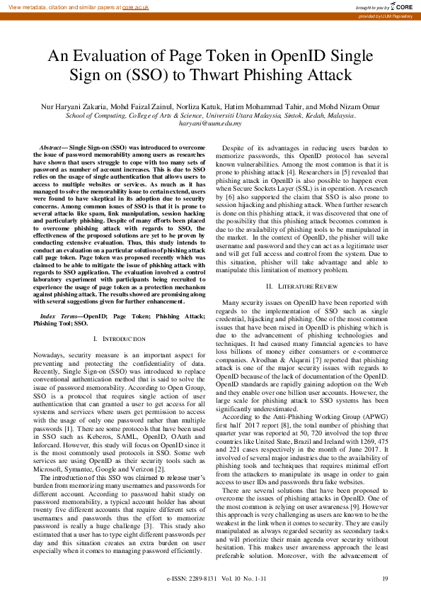 (PDF) An Evaluation of Page Token in OpenID Single Sign on (SSO) to ...