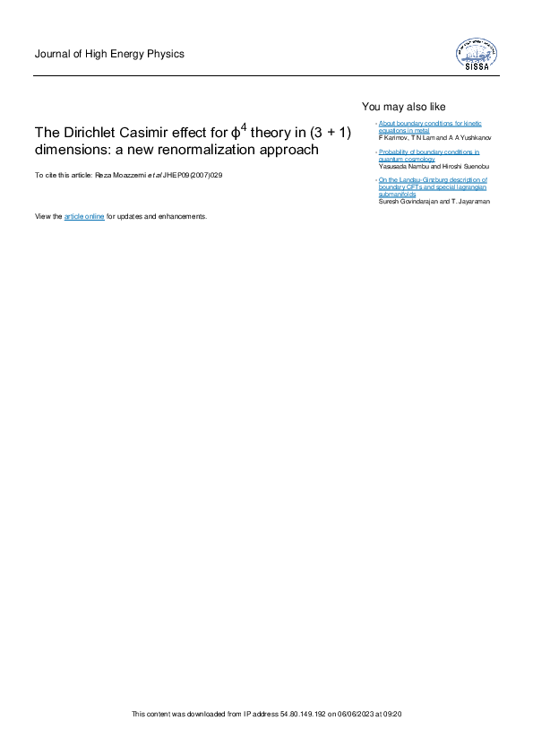 (PDF) The Dirichlet Casimir effect for ϕ4theory in (3 + 1) dimensions ...