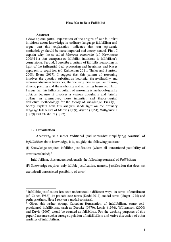 (DOC) How Not to Be A Fallibillist