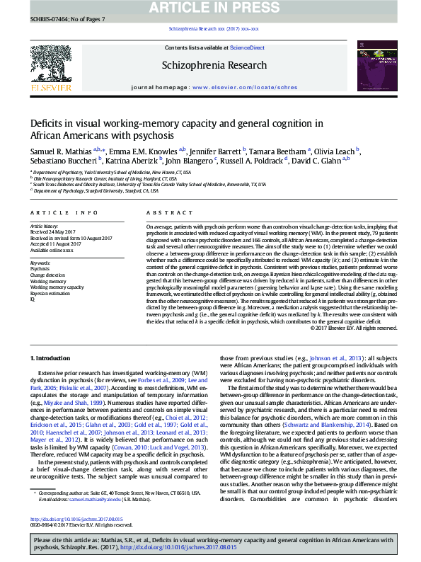 (PDF) Deficits in visual working-memory capacity and general cognition ...