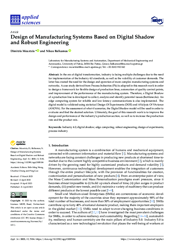 (PDF) Design of Manufacturing Systems Based on Digital Shadow and ...