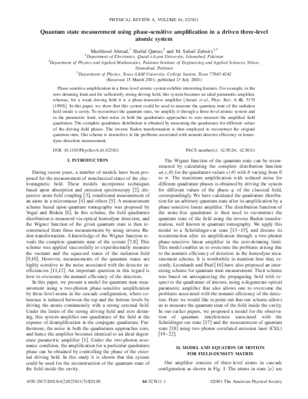 (PDF) Quantum state measurement using phase-sensitive amplification in ...