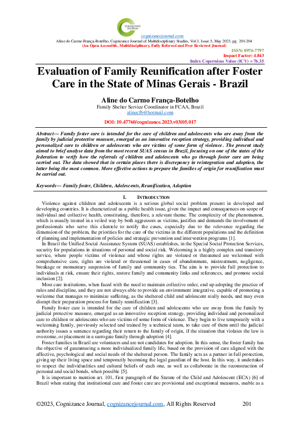 (PDF) Evaluation of Family Reunification after Foster Care in the State ...