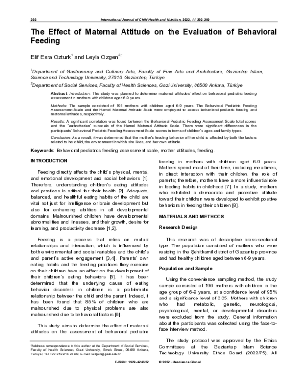 (PDF) The Effect of Maternal Attitude on the Evaluation of Behavioral ...