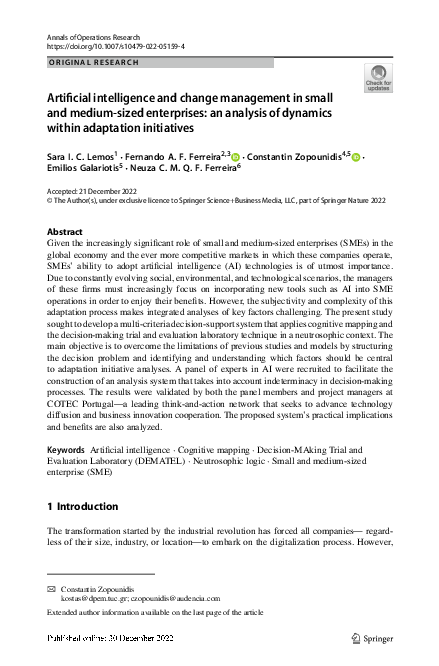 (PDF) Artificial intelligence and change management in small and medium ...