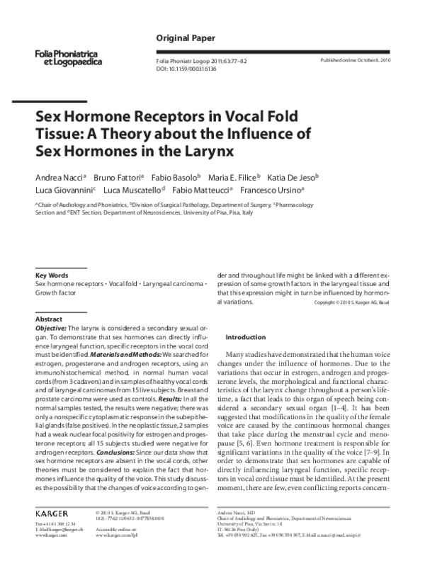 (PDF) Sex hormone receptors in vocal fold tissue: a theory about the ...