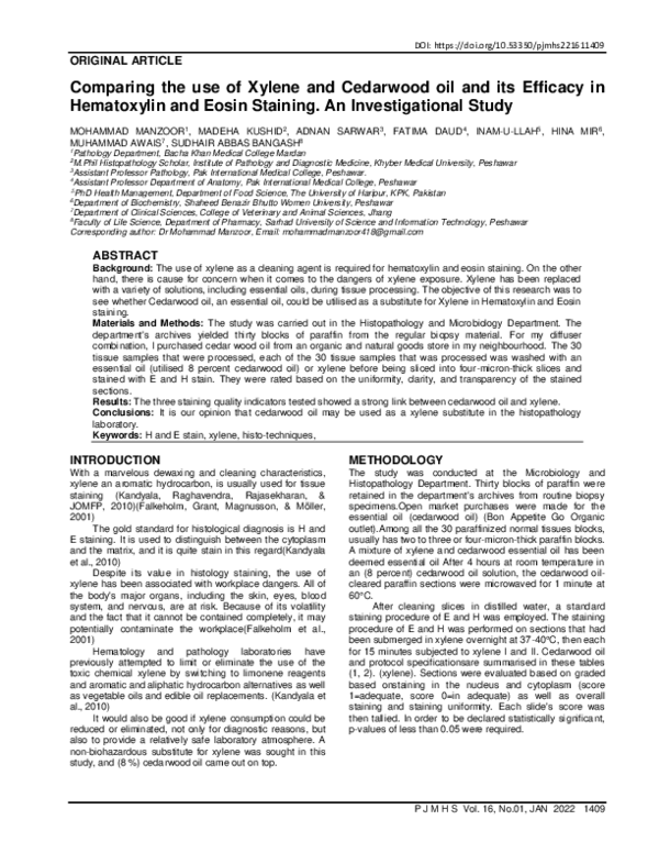 (PDF) Comparing the use of Xylene and Cedarwood oil and its Efficacy in