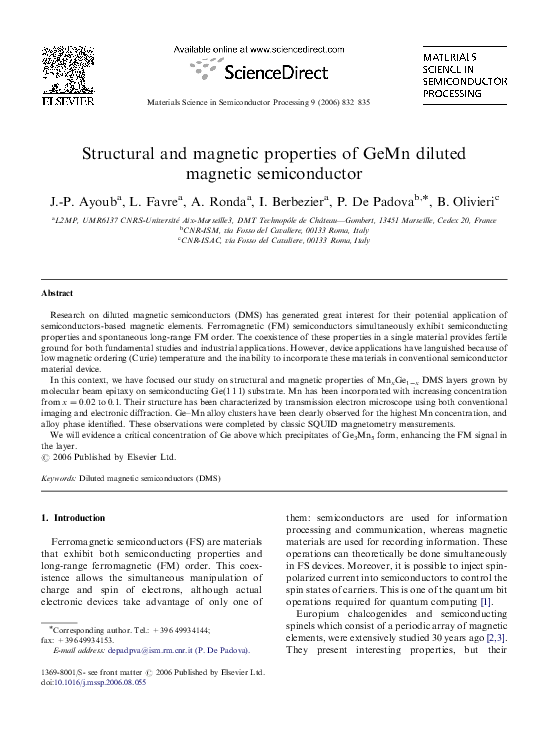 (PDF) Structural and magnetic properties of GeMn diluted magnetic ...