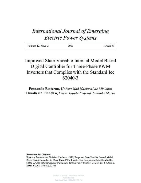 (PDF) Improved State-Variable Internal Model Based Digital Controller ...