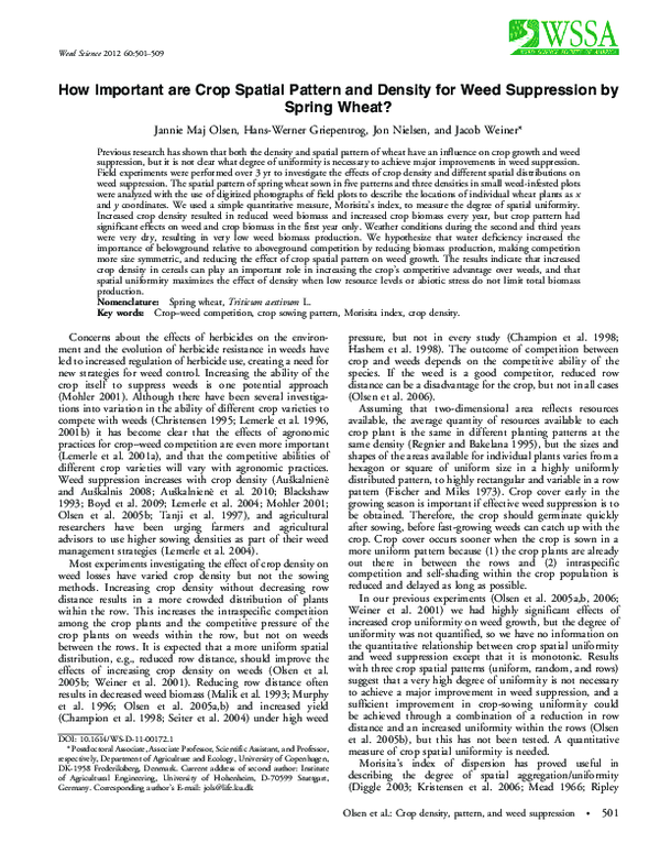 (PDF) How Important are Crop Spatial Pattern and Density for Weed ...