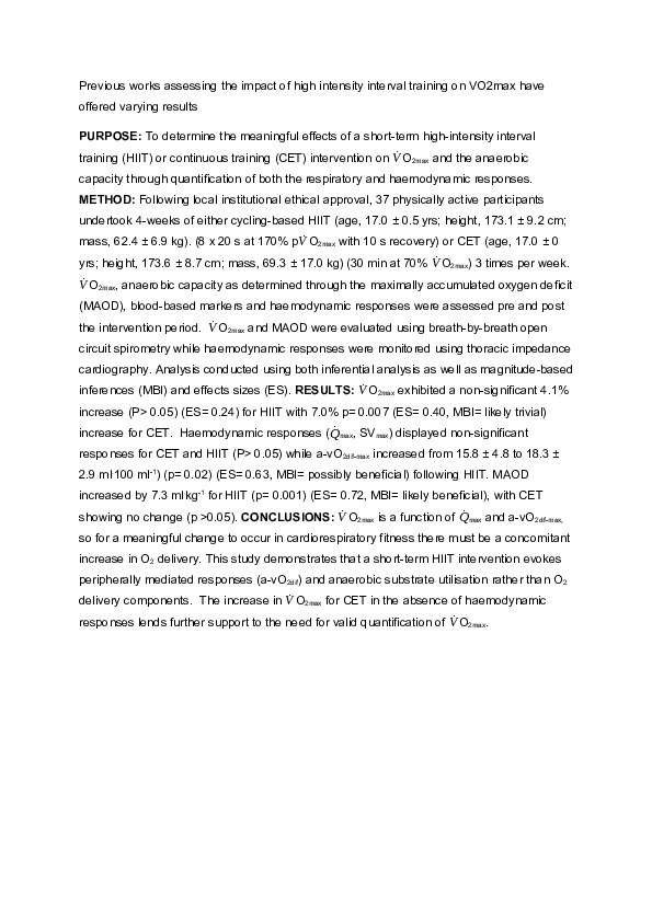 (DOC) Four Weeks of Low Volume High-Intensity Interval Training Has No ...