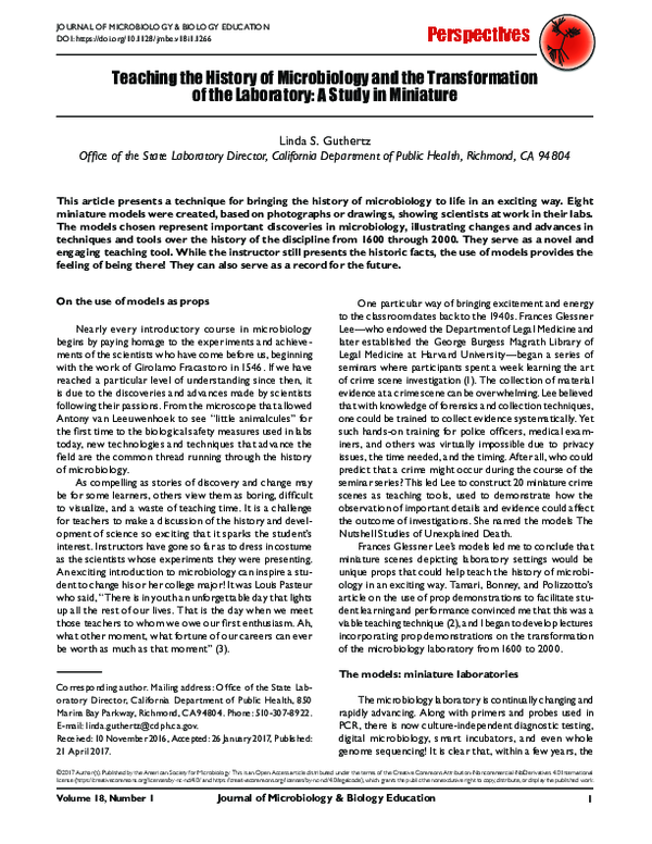 (PDF) Teaching the History of Microbiology and the Transformation of ...