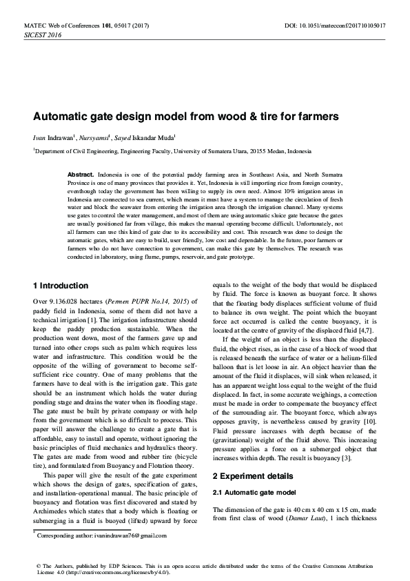 (PDF) Automatic gate design model from wood & tire for farmers | ivan ...