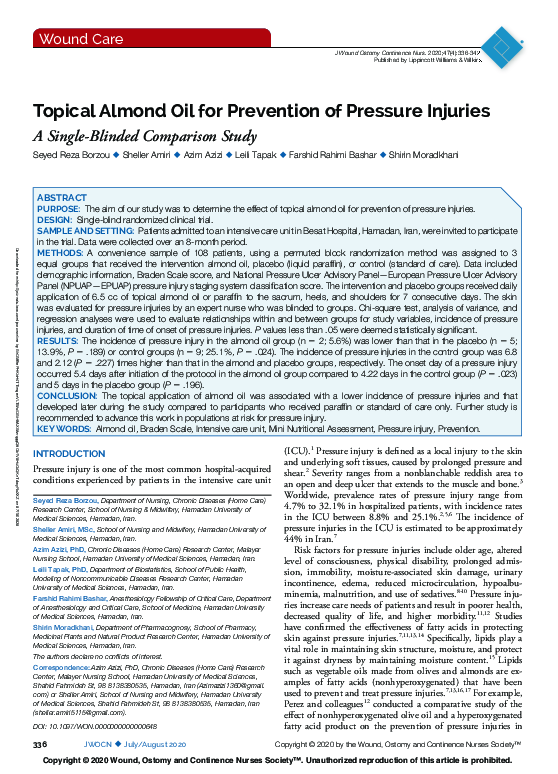 (PDF) Topical Almond Oil for Prevention of Pressure Injuries azim