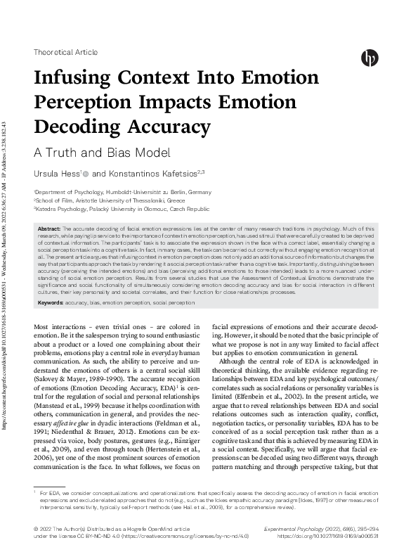 (PDF) Infusing Context Into Emotion Perception Impacts Emotion Decoding ...