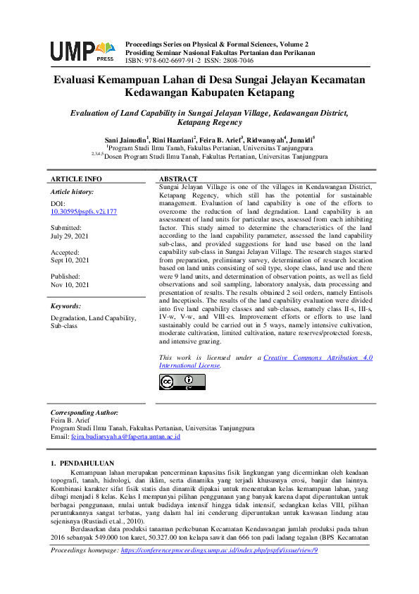 (PDF) Evaluasi Kemampuan Lahan di Desa Sungai Jelayan Kecamatan ...