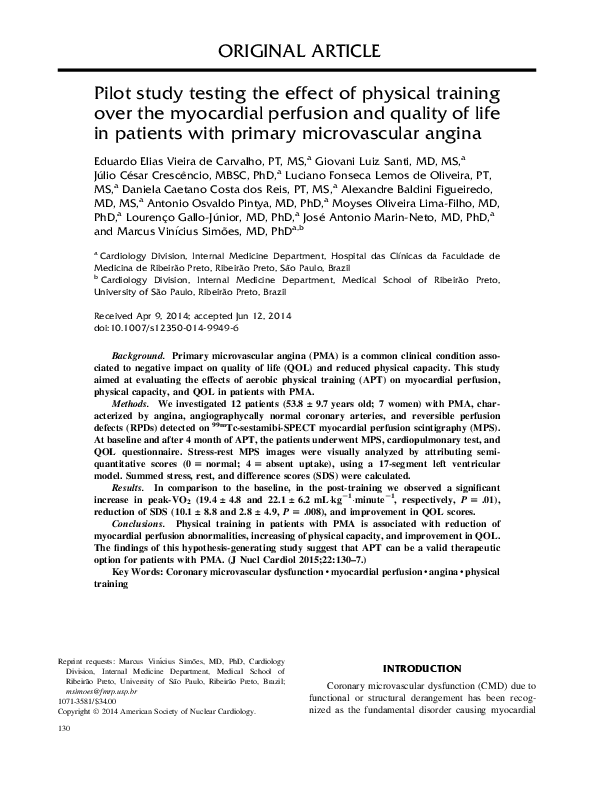 (PDF) Pilot study testing the effect of physical training over the ...