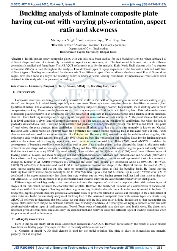 (PDF) Buckling analysis of laminate composite plate having cut-out with ...