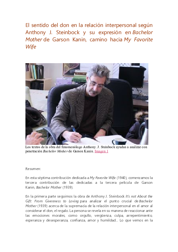 (PDF) El sentido del don en la relación interpersonal según Anthony J