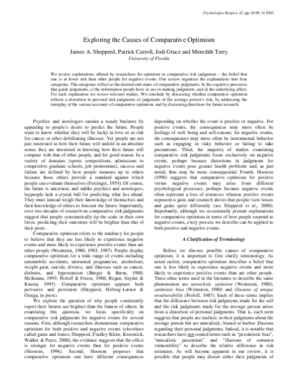 Exploring the Causes of Comparative Optimism