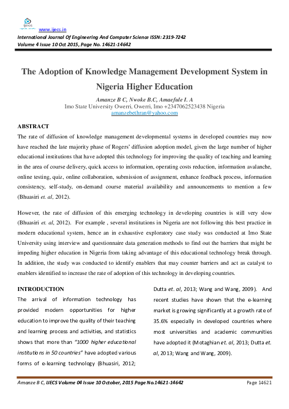(PDF) The Adoption of Knowledge Management Development System in ...
