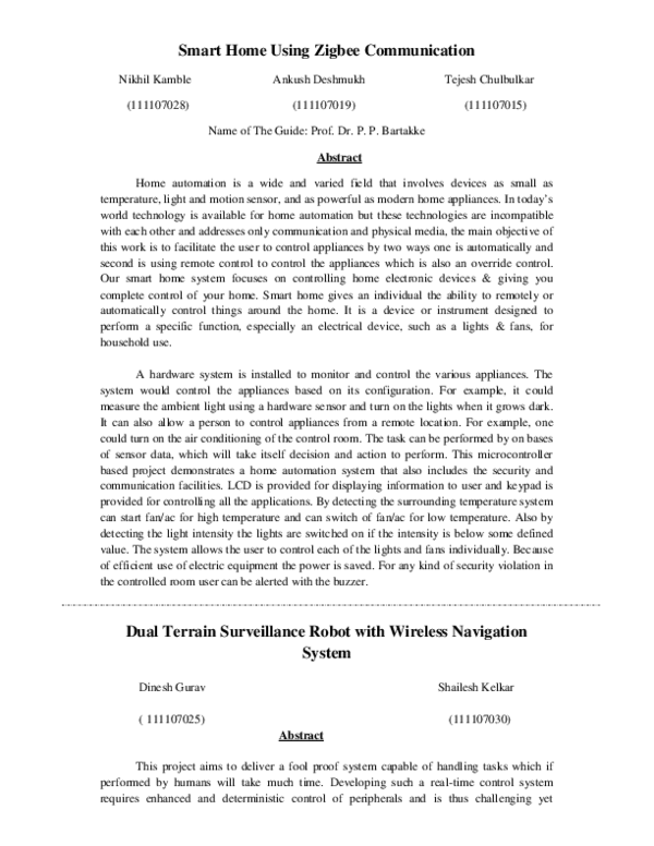(PDF) Smart Home Using Zigbee Communication