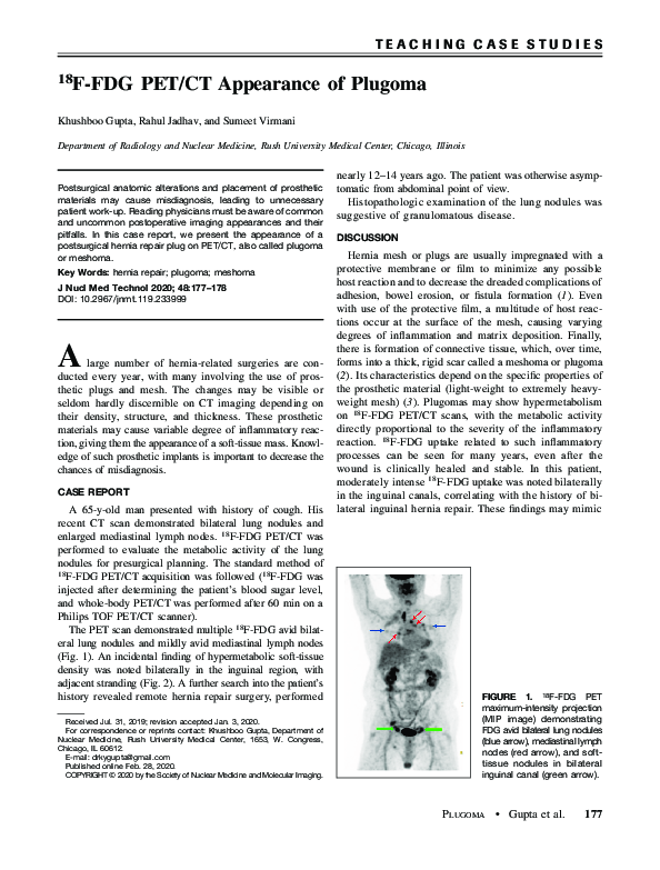 (PDF) 18F-FDG PET-CT appearance of Plugoma
