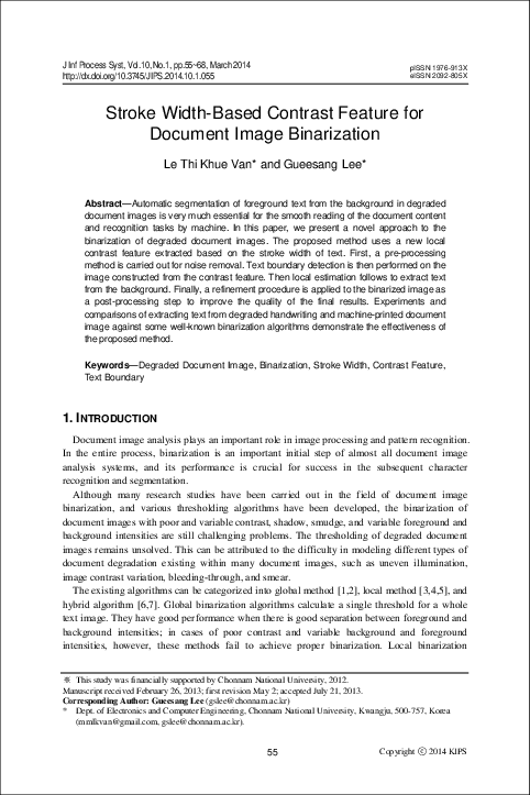 (PDF) Stroke Width-Based Contrast Feature for Document Image Binarization