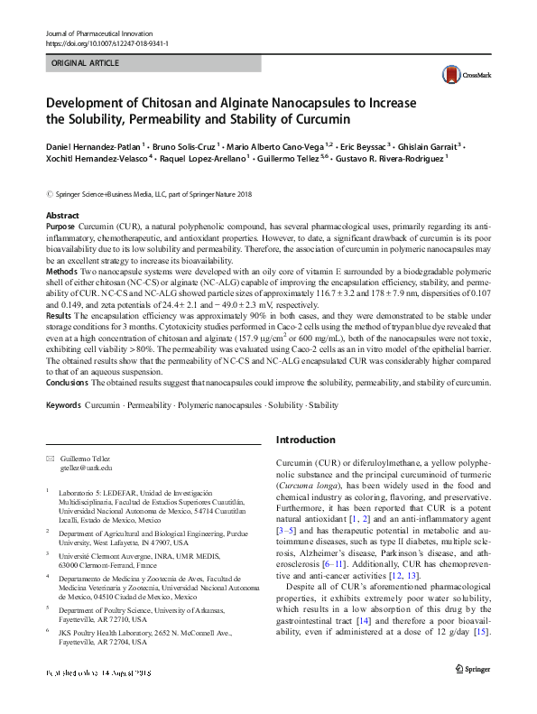 (PDF) Development of Chitosan and Alginate Nanocapsules to Increase the ...