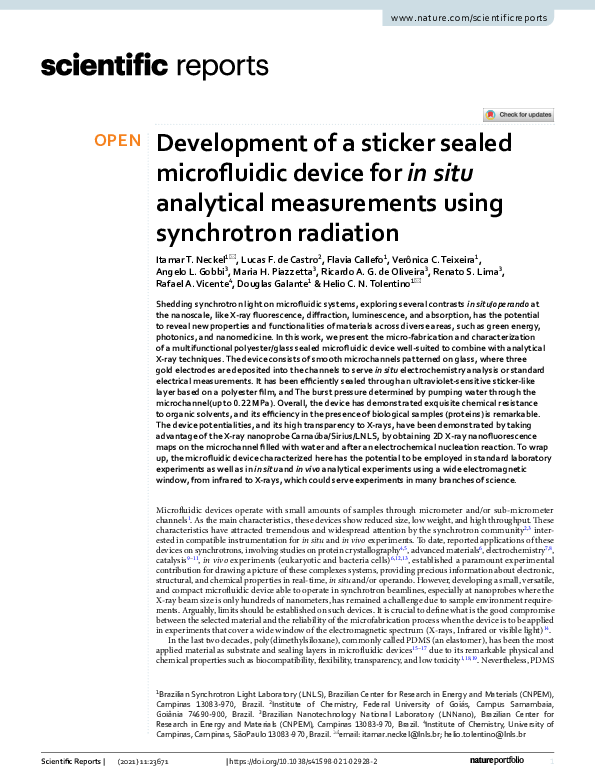 (PDF) Development of a sticker sealed microfluidic device for in situ ...