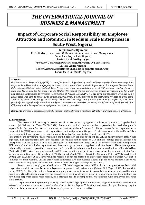 (PDF) Impact of Corporate Social Responsibility on Employee Attraction ...