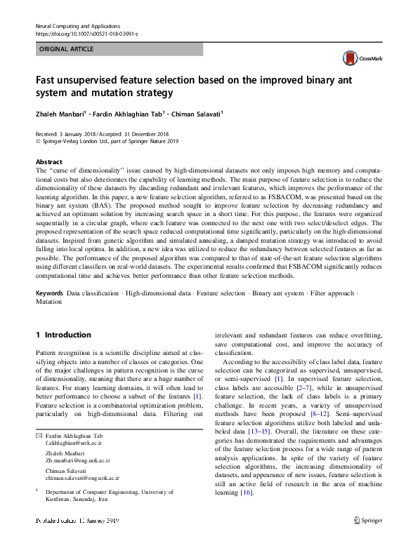 (PDF) Fast unsupervised feature selection based on the improved binary ...
