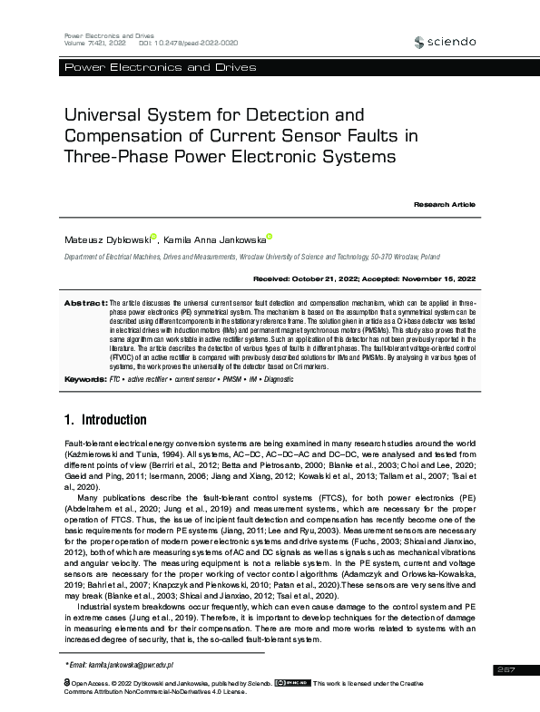 (PDF) Universal System for Detection and Compensation of Current Sensor ...