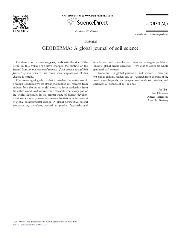 (PDF) GEODERMA: A global journal of soil science