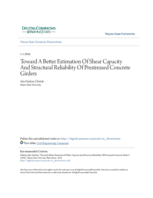 (PDF) Toward A Better Estimation Of Shear Capacity And Structural ...