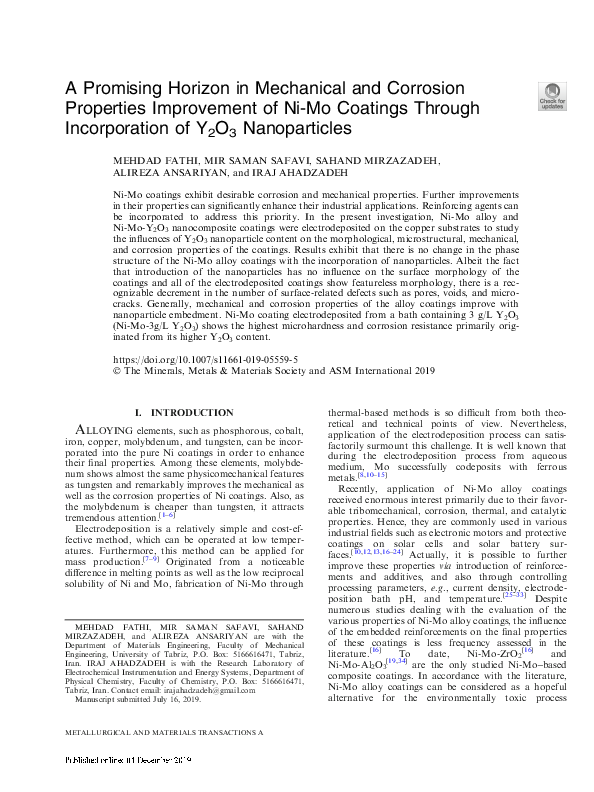 (PDF) A Promising Horizon in Mechanical and Corrosion Properties ...