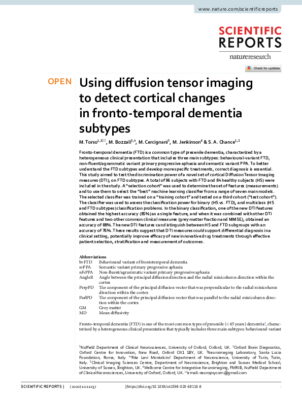 (PDF) Using diffusion tensor imaging to detect cortical changes in ...