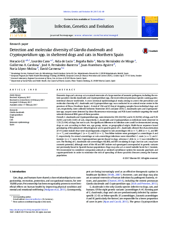 (PDF) Detection and molecular diversity of Giardia duodenalis and ...