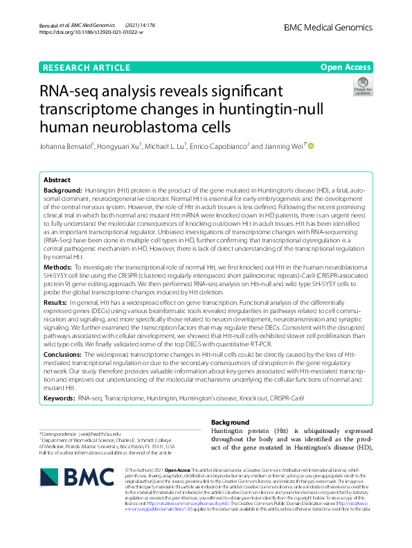 (PDF) RNA-seq analysis reveals significant transcriptome changes in ...