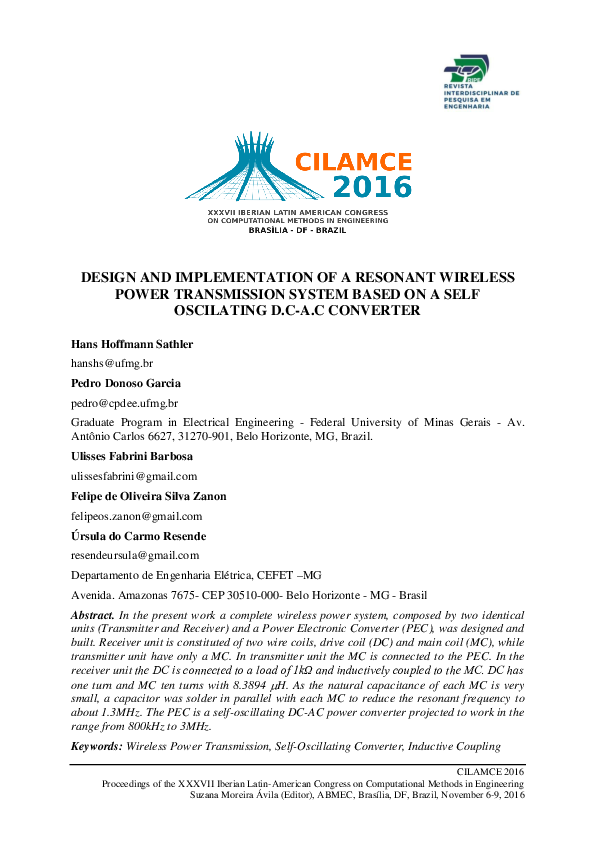 (PDF) Design and Implementation of a Resonant Wireless Power ...
