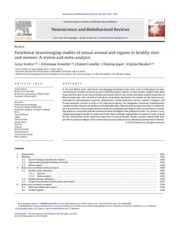 (PDF) Functional neuroimaging studies of sexual arousal and orgasm in ...