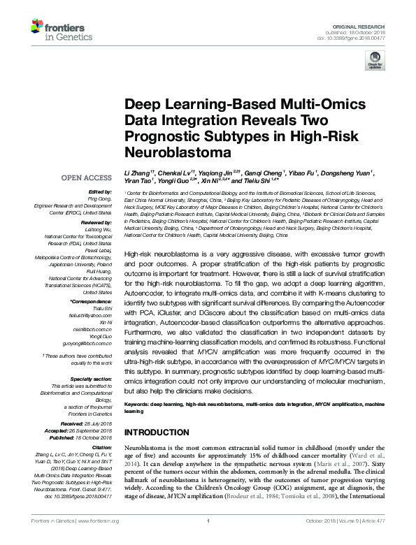 (PDF) Deep Learning-Based Multi-Omics Data Integration Reveals Two ...