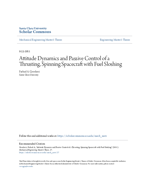 (PDF) Attitude Dynamics and Passive Control of a Thrusting, Spinning ...