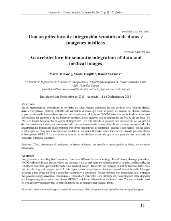 (PDF) An architecture for semantic integration of data and medical images