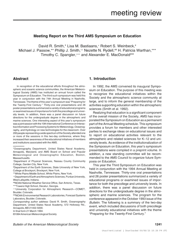(PDF) Meeting Report on the Third AMS Symposium on Education