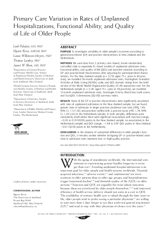 (PDF) Primary Care Variation in Rates of Unplanned Hospitalizations ...