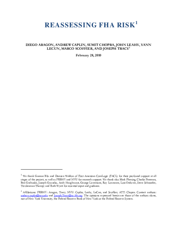 (PDF) Reassessing Fha Risk 1
