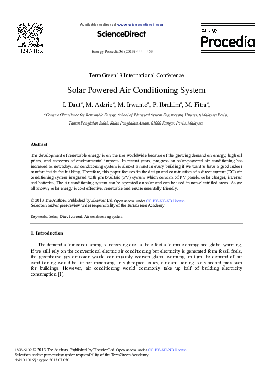 (PDF) Solar Powered Air Conditioning System
