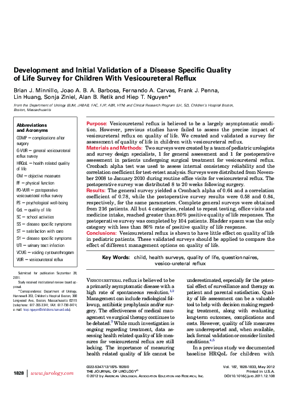 (PDF) Development and Initial Validation of a Disease Specific Quality ...